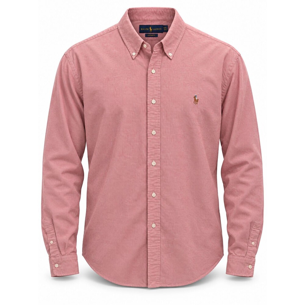 Ralph Lauren Custom Fit Flesh Pony Dress Shirt Button Down Mens 2XL Red Pink Y2K